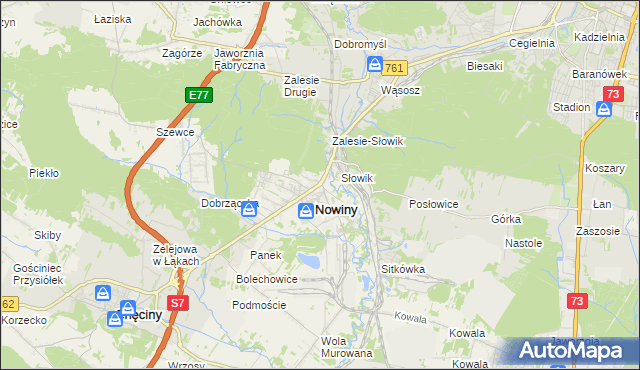 mapa Zagrody gmina Sitkówka-Nowiny, Zagrody gmina Sitkówka-Nowiny na mapie Targeo