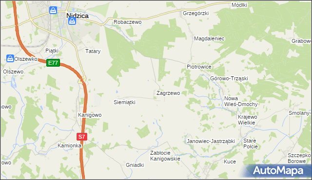 mapa Zagrzewo, Zagrzewo na mapie Targeo