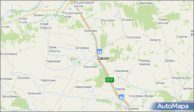 mapa Załuski powiat płoński, Załuski powiat płoński na mapie Targeo