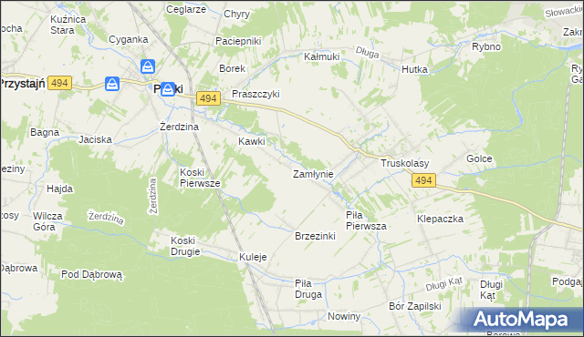 mapa Zamłynie gmina Wręczyca Wielka, Zamłynie gmina Wręczyca Wielka na mapie Targeo