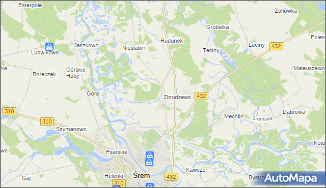 mapa Zbrudzewo, Zbrudzewo na mapie Targeo