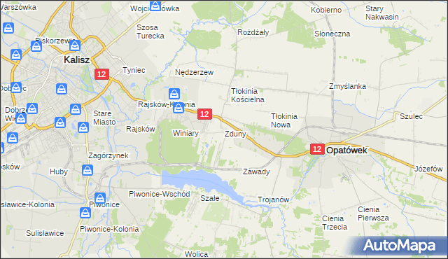 mapa Zduny gmina Opatówek, Zduny gmina Opatówek na mapie Targeo
