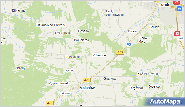 mapa Żdżenice, Żdżenice na mapie Targeo