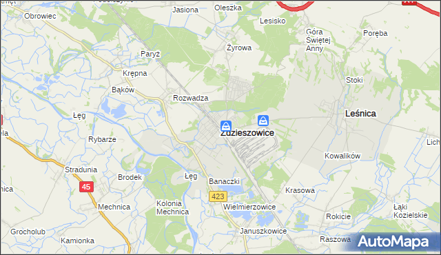 mapa Zdzieszowice, Zdzieszowice na mapie Targeo