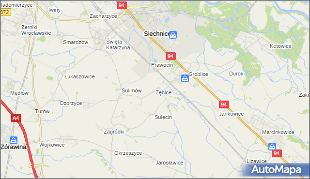 mapa Zębice, Zębice na mapie Targeo