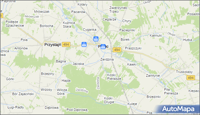 mapa Żerdzina, Żerdzina na mapie Targeo