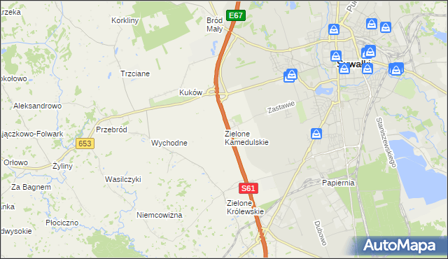 mapa Zielone Kamedulskie, Zielone Kamedulskie na mapie Targeo