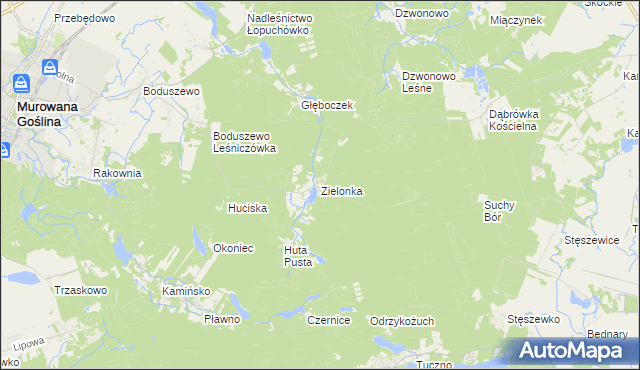 mapa Zielonka gmina Murowana Goślina, Zielonka gmina Murowana Goślina na mapie Targeo