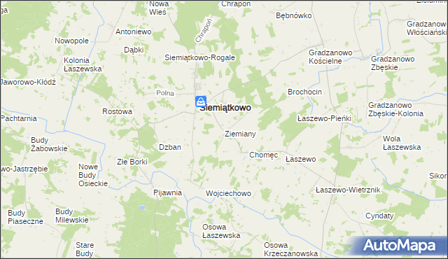 mapa Ziemiany gmina Siemiątkowo, Ziemiany gmina Siemiątkowo na mapie Targeo