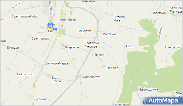 mapa Ziółkowo gmina Gostyń, Ziółkowo gmina Gostyń na mapie Targeo