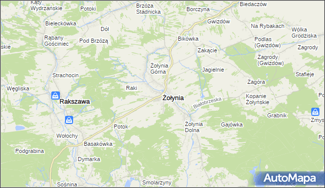 mapa Żołynia, Żołynia na mapie Targeo