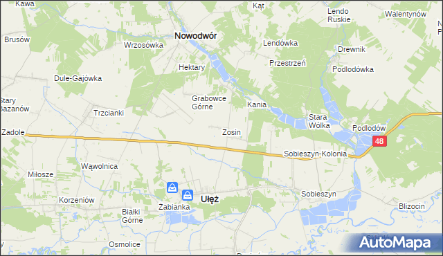 mapa Zosin gmina Ułęż, Zosin gmina Ułęż na mapie Targeo
