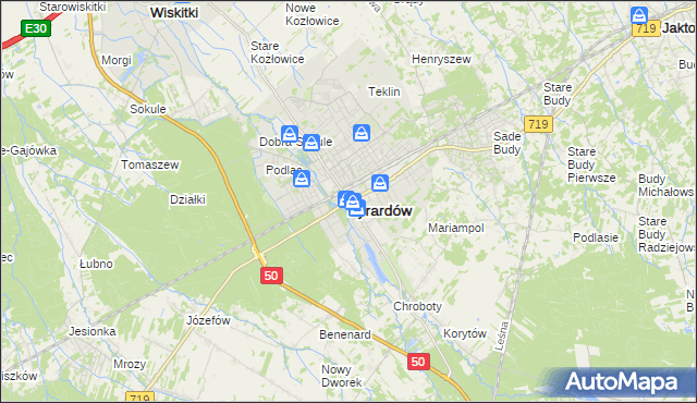 mapa Żyrardów, Żyrardów na mapie Targeo