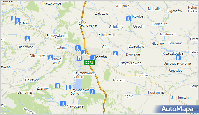 mapa Adamczowice, Adamczowice na mapie Targeo