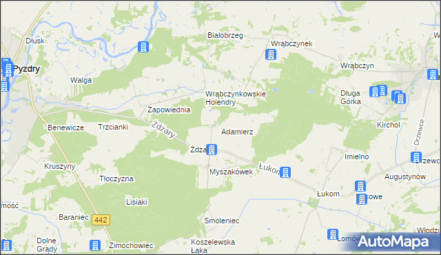 mapa Adamierz gmina Zagórów, Adamierz gmina Zagórów na mapie Targeo