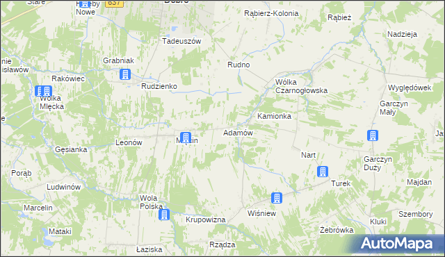 mapa Adamów gmina Dobre, Adamów gmina Dobre na mapie Targeo