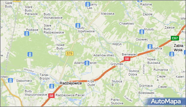 mapa Adamów-Wieś, Adamów-Wieś na mapie Targeo