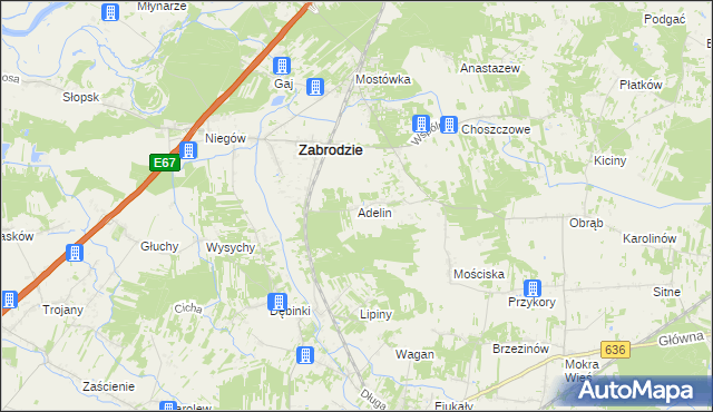 mapa Adelin gmina Zabrodzie, Adelin gmina Zabrodzie na mapie Targeo