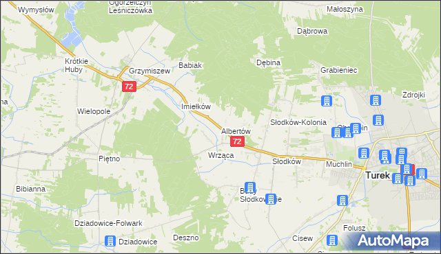 mapa Albertów gmina Turek, Albertów gmina Turek na mapie Targeo