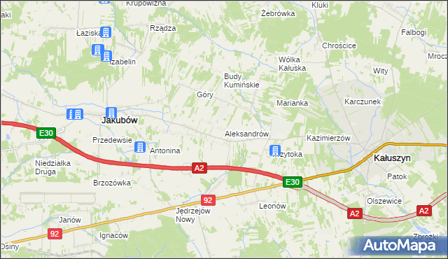 mapa Aleksandrów gmina Jakubów, Aleksandrów gmina Jakubów na mapie Targeo