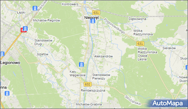 mapa Aleksandrów gmina Nieporęt, Aleksandrów gmina Nieporęt na mapie Targeo