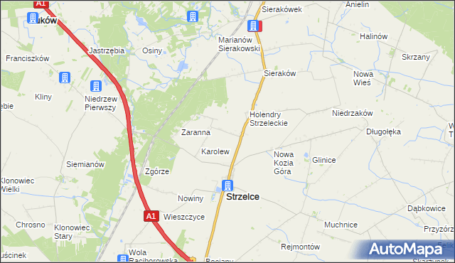 mapa Aleksandrów gmina Strzelce, Aleksandrów gmina Strzelce na mapie Targeo