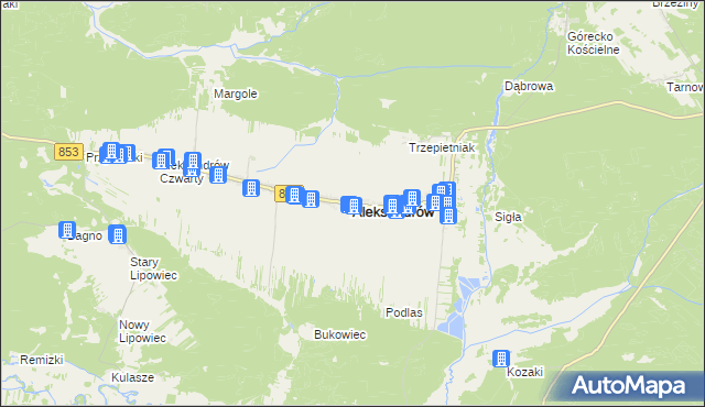 mapa Aleksandrów powiat biłgorajski, Aleksandrów powiat biłgorajski na mapie Targeo