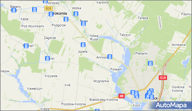 mapa Annopol gmina Kock, Annopol gmina Kock na mapie Targeo