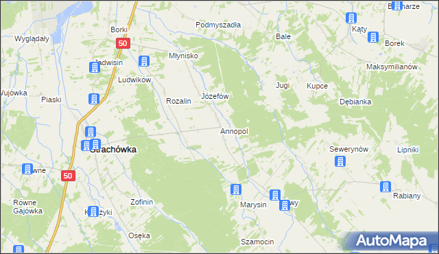 mapa Annopol gmina Strachówka, Annopol gmina Strachówka na mapie Targeo