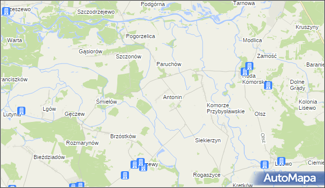 mapa Antonin gmina Żerków, Antonin gmina Żerków na mapie Targeo