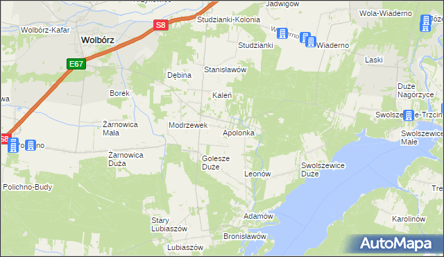 mapa Apolonka gmina Wolbórz, Apolonka gmina Wolbórz na mapie Targeo