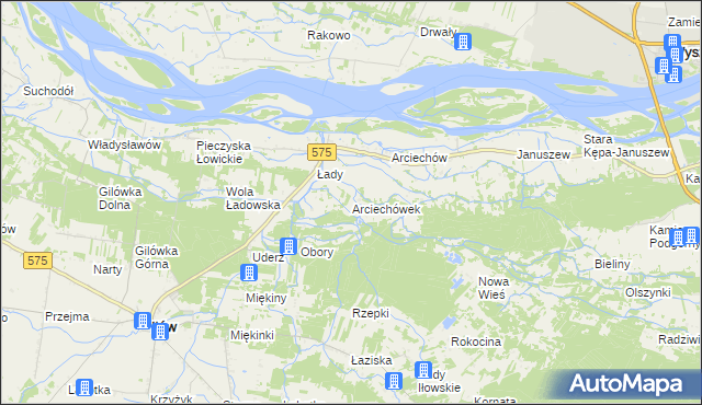 mapa Arciechówek, Arciechówek na mapie Targeo