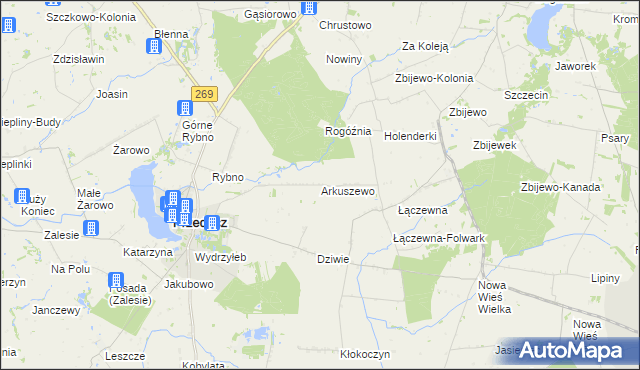 mapa Arkuszewo, Arkuszewo na mapie Targeo