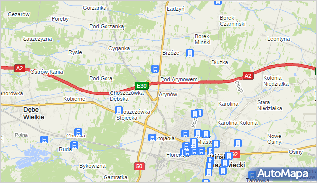 mapa Arynów, Arynów na mapie Targeo