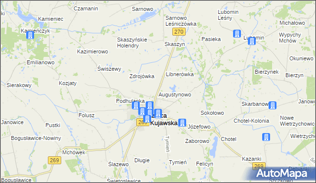 mapa Augustynowo gmina Izbica Kujawska, Augustynowo gmina Izbica Kujawska na mapie Targeo