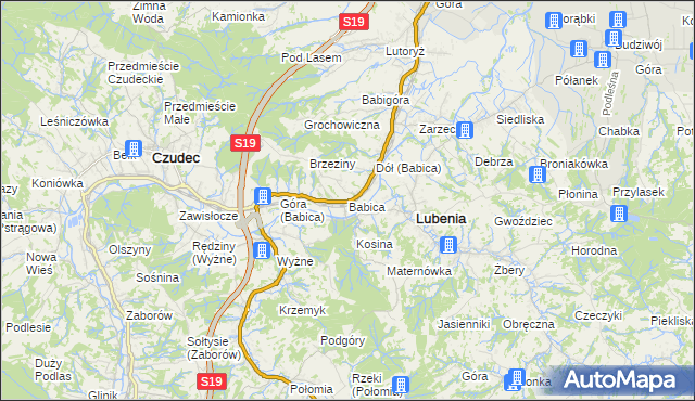 mapa Babica gmina Czudec, Babica gmina Czudec na mapie Targeo
