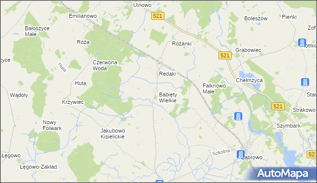 mapa Babięty Wielkie, Babięty Wielkie na mapie Targeo