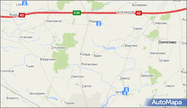 mapa Babin gmina Środa Wielkopolska, Babin gmina Środa Wielkopolska na mapie Targeo