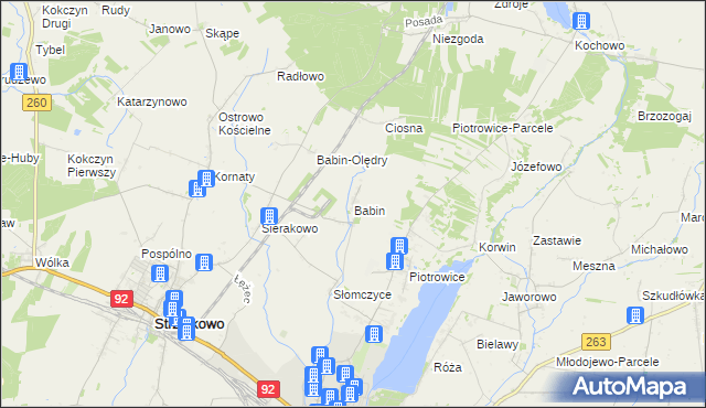 mapa Babin gmina Strzałkowo, Babin gmina Strzałkowo na mapie Targeo