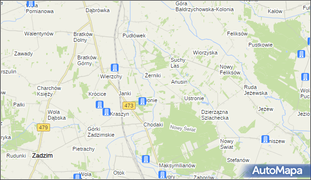 mapa Babiniec gmina Zadzim, Babiniec gmina Zadzim na mapie Targeo