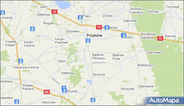 mapa Bądków Pierwszy, Bądków Pierwszy na mapie Targeo