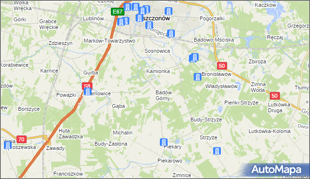 mapa Badów Górny, Badów Górny na mapie Targeo