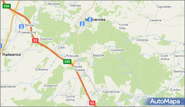 mapa Bądzów, Bądzów na mapie Targeo