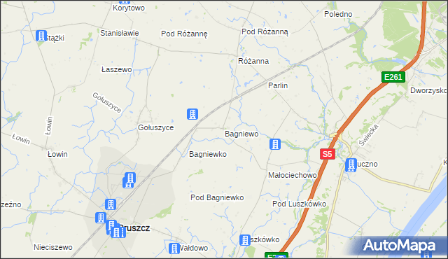 mapa Bagniewo gmina Pruszcz, Bagniewo gmina Pruszcz na mapie Targeo