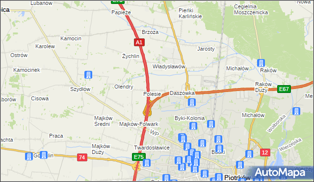 mapa Bąkowiec gmina Grabica, Bąkowiec gmina Grabica na mapie Targeo