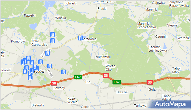 mapa Bałdowice, Bałdowice na mapie Targeo