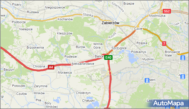 mapa Balice gmina Zabierzów, Balice gmina Zabierzów na mapie Targeo