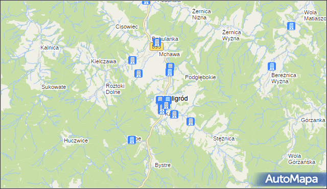 mapa Baligród, Baligród na mapie Targeo