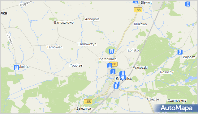 mapa Barankowo, Barankowo na mapie Targeo