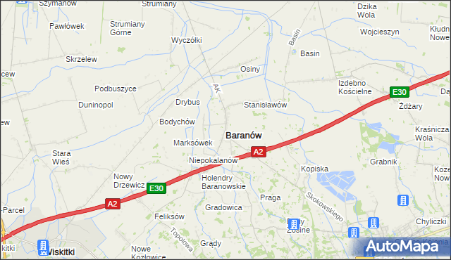 mapa Baranów powiat grodziski, Baranów powiat grodziski na mapie Targeo